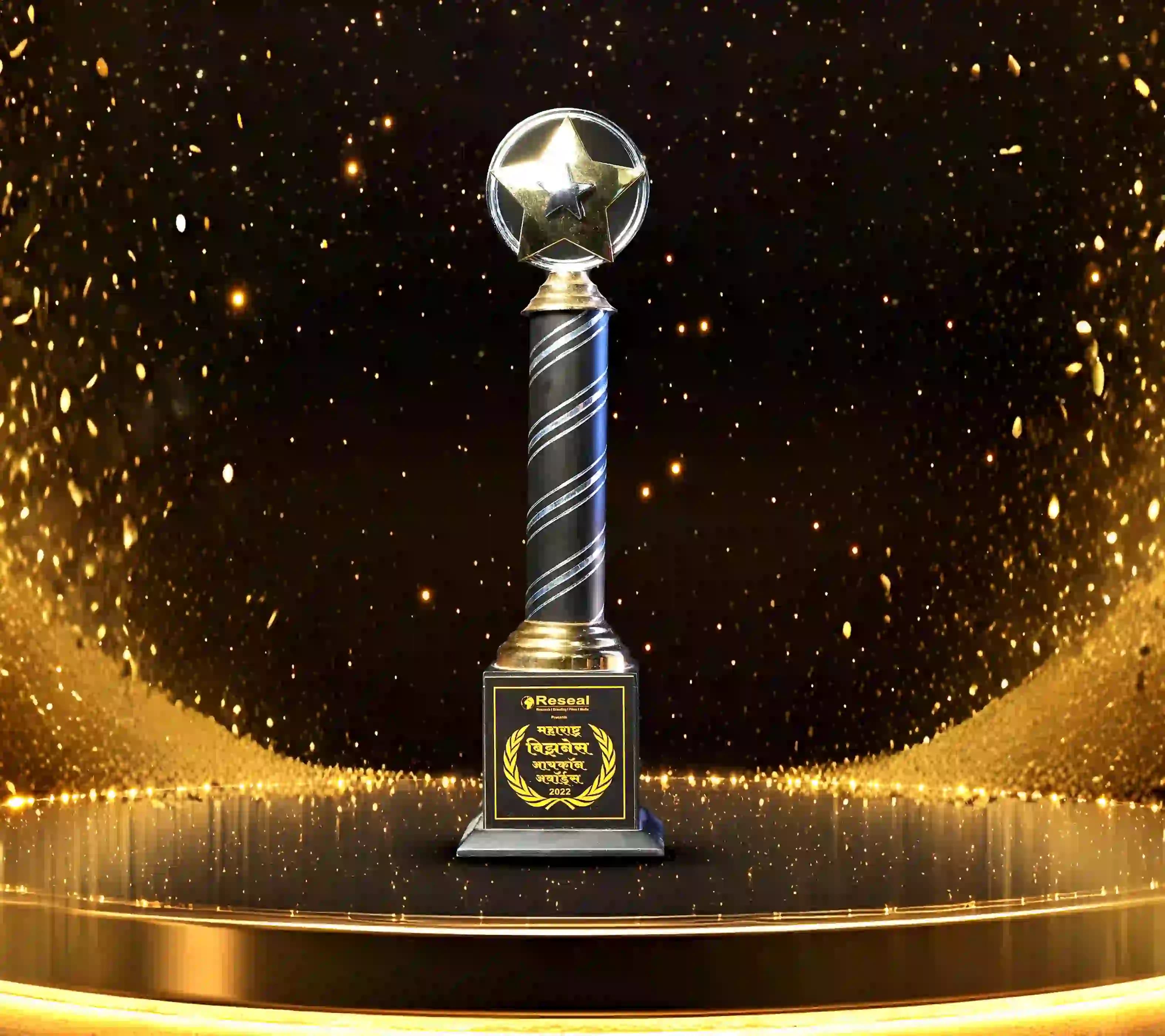 Maharashtra Business Excellence Award 2022 trophy presented to Mr. Sudarshan Sabat for professional excellence.